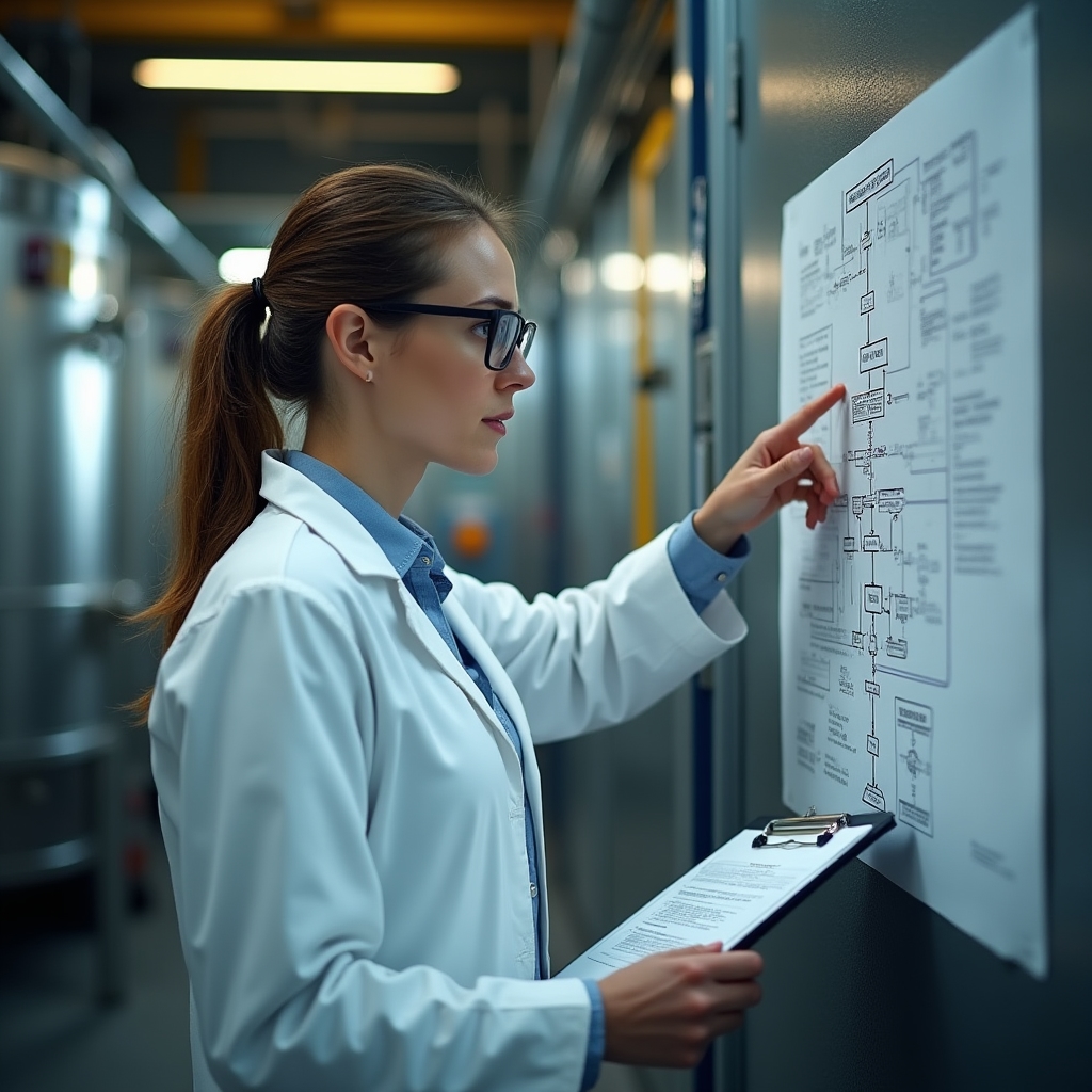 Технолог анализирует производственный процесс